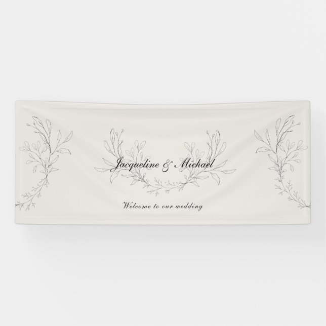 Simply Elegant Script Cream Welcome to our Wedding Banner (Horizontal)