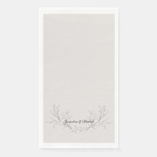 Simply Elegant Script Neutral Wedding Paper Guest Towels (Front)