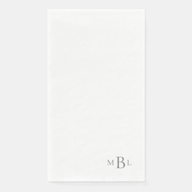 Simply Elegant Silver Monogram  Paper Guest Towels (Front)