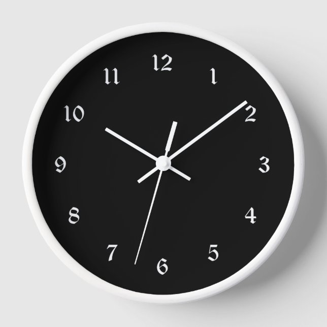 Simply elegant solid black, white trim, clock (Front)