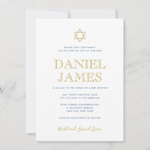 Simply Elegant Star, QR Code on Back, Bar Mitzvah Invitation