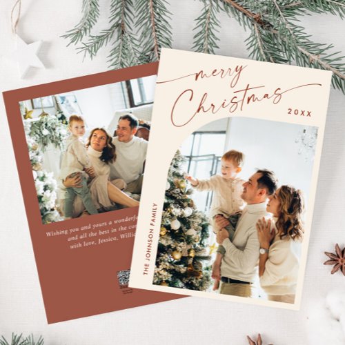 Simply Elegant Stylish 2 PHOTO Christmas Greeting Holiday Card