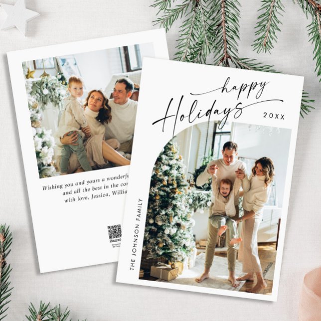 Simply Elegant Stylish 2 PHOTO Christmas Greeting Holiday Card (Creator Uploaded)