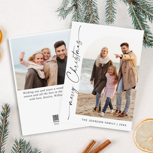 Simply Elegant Stylish 2 PHOTO Christmas Greeting Holiday Card (Creator Uploaded)