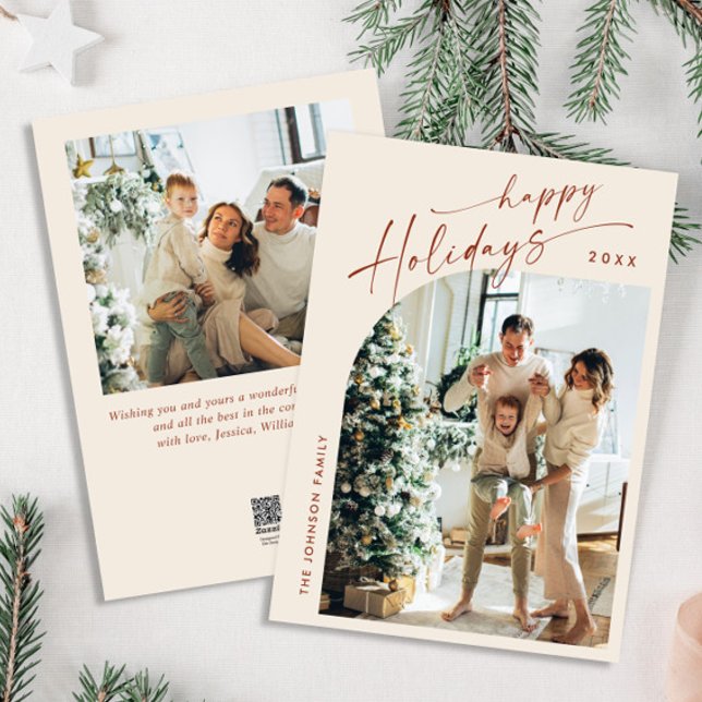 Simply Elegant Stylish 2 PHOTO Christmas Greeting Holiday Card (Creator Uploaded)