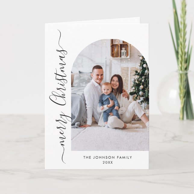 Simply Elegant Stylish 2 PHOTO Christmas Greeting Holiday Card (Front)