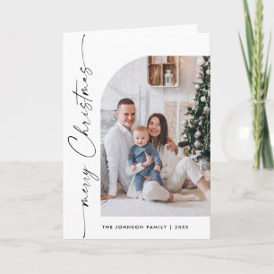 Simply Elegant Stylish 3 PHOTO Christmas Greeting Holiday Card
