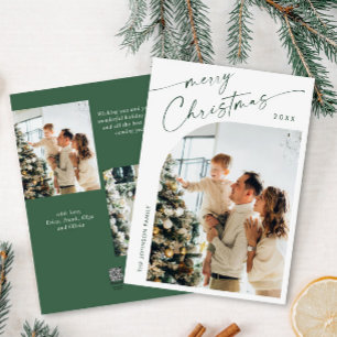 Simply Elegant Stylish 3 PHOTO Christmas Greeting Holiday Card