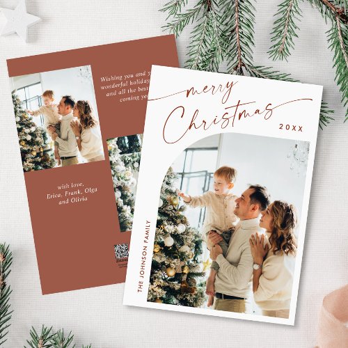 Simply Elegant Stylish 3 PHOTO Christmas Greeting Holiday Card