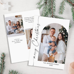 Simply Elegant Stylish 3 PHOTO Christmas Greeting Holiday Card