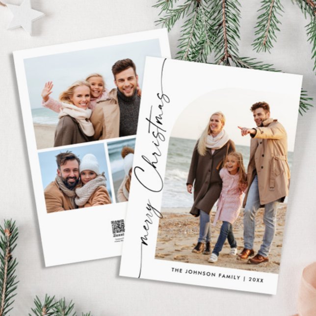 Simply Elegant Stylish 4 PHOTO Christmas Greeting Holiday Card (Creator Uploaded)