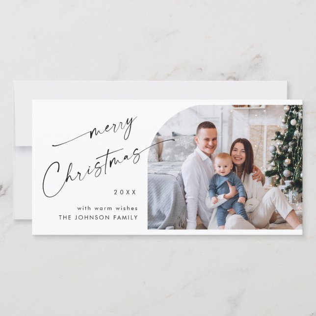 Simply Elegant Stylish 4 PHOTO Christmas Greeting Holiday Card (Front)