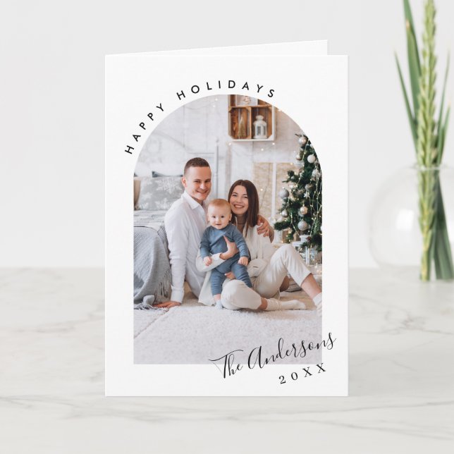 Simply Elegant Stylish 5 PHOTO Christmas Greeting Holiday Card (Front)