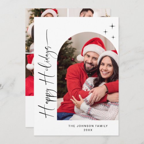 Simply Elegant Stylish 5 PHOTO Christmas Greeting Holiday Card