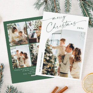 Simply Elegant Stylish 5 PHOTO Christmas Greeting Holiday Card