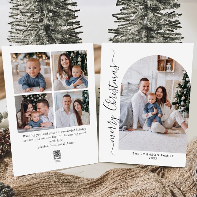 Simply Elegant Stylish 5 PHOTO Christmas Greeting Holiday Card (Creator Uploaded)