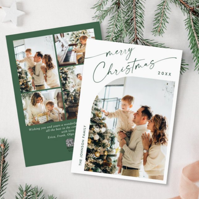 Simply Elegant Stylish 5 PHOTO Christmas Greeting Holiday Card (Creator Uploaded)