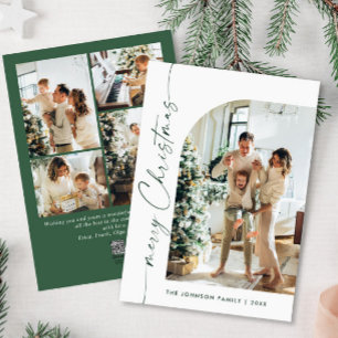 Simply Elegant Stylish 5 PHOTO Christmas Greeting Holiday Card