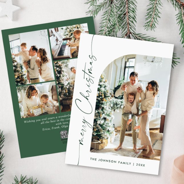 Simply Elegant Stylish 5 PHOTO Christmas Greeting Holiday Card (Creator Uploaded)