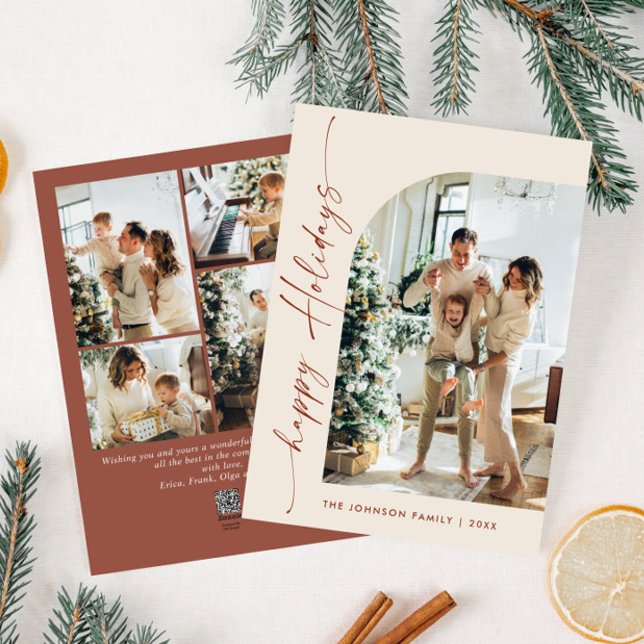 Simply Elegant Stylish 5 PHOTO Christmas Greeting Holiday Card (Creator Uploaded)