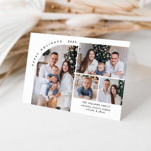 Simply Elegant Stylish 5 PHOTO Christmas Greeting Holiday Card