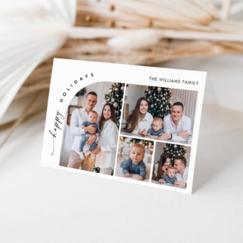 Simply Elegant Stylish 5 PHOTO Christmas Greeting Holiday Card