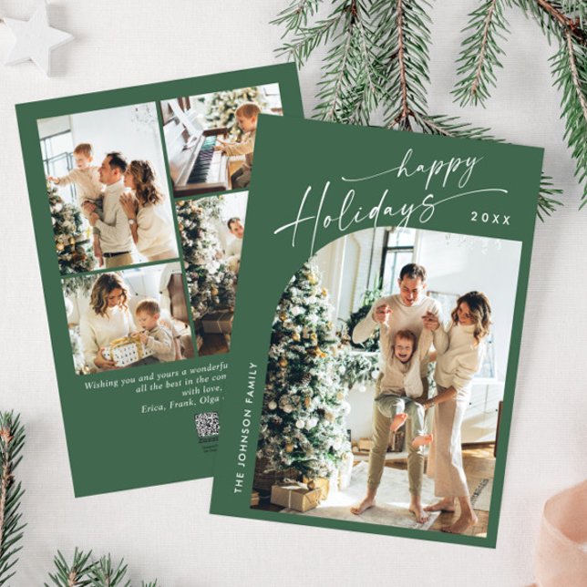 Simply Elegant Stylish 5 PHOTO Christmas Greeting Holiday Card (Creator Uploaded)