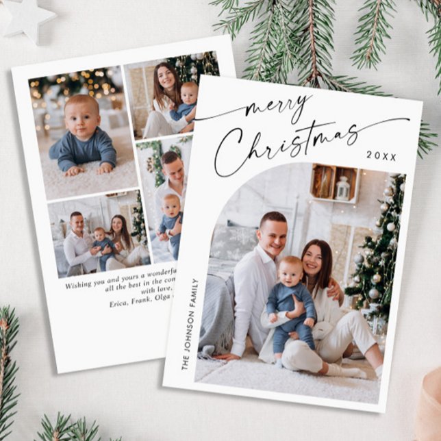 Simply Elegant Stylish 5 PHOTO Christmas Greeting Holiday Card (Creator Uploaded)