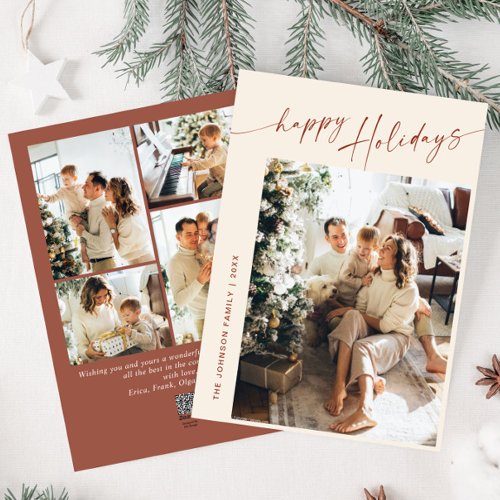 Simply Elegant Stylish 5 PHOTO Christmas Greeting Holiday Card