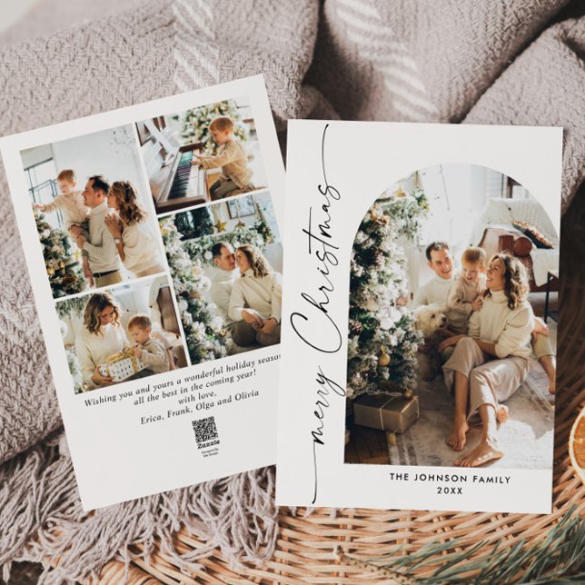 Simply Elegant Stylish 5 PHOTO Christmas Greeting Holiday Card (Creator Uploaded)