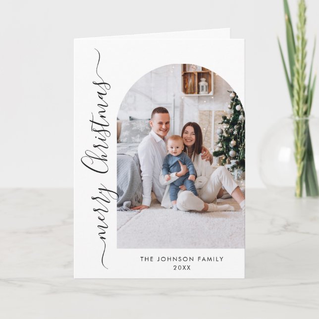 Simply Elegant Stylish 6 PHOTO Christmas Greeting Holiday Card (Front)