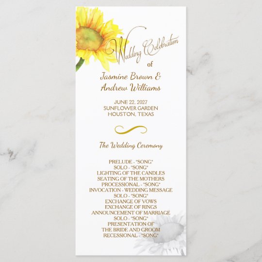 Simply Elegant Sunflower Wedding Program Zazzle Com