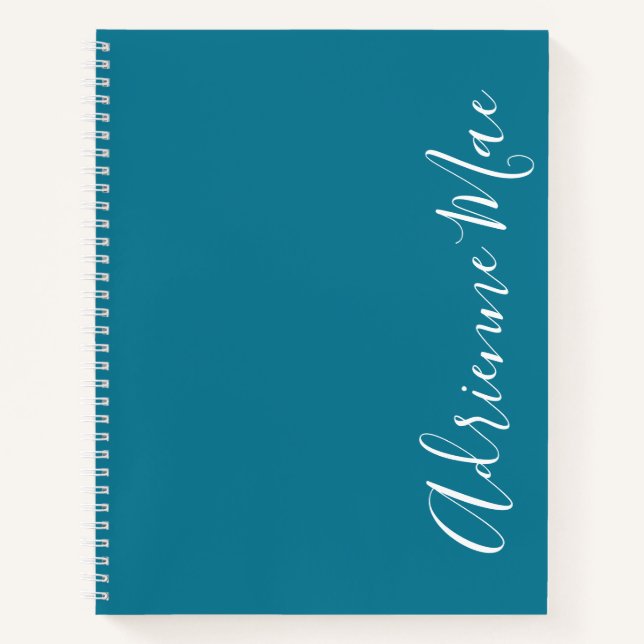 Simply Elegant Teal Blue Personalized Notebook (Front)
