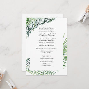 Simply Elegant Tropical Palm Greenery Wedding Invitation