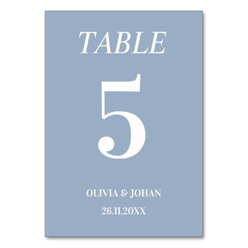 Simply Elegant Typography Blue Modern Wedding Table Number