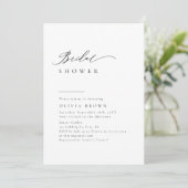 Simply Elegant Typography Modern Bridal Shower Invitation (Standing Front)