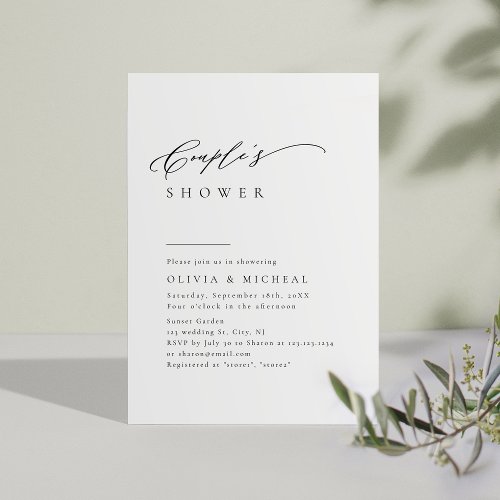 Simply Elegant Typography Modern Couples Shower Invitation