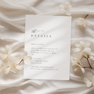 Simply Elegant Typography Modern Wedding Details Enclosure Card
