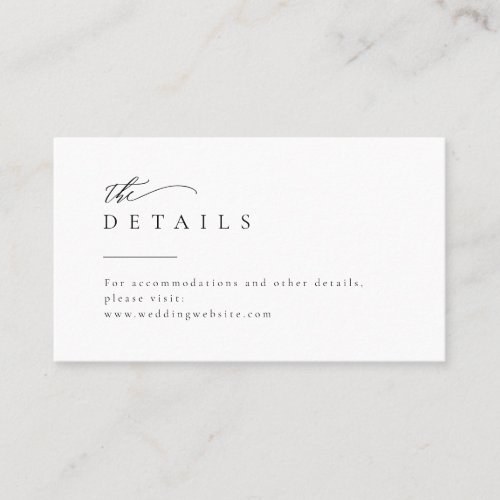 Simply Elegant Typography Modern Wedding Details  Place Card