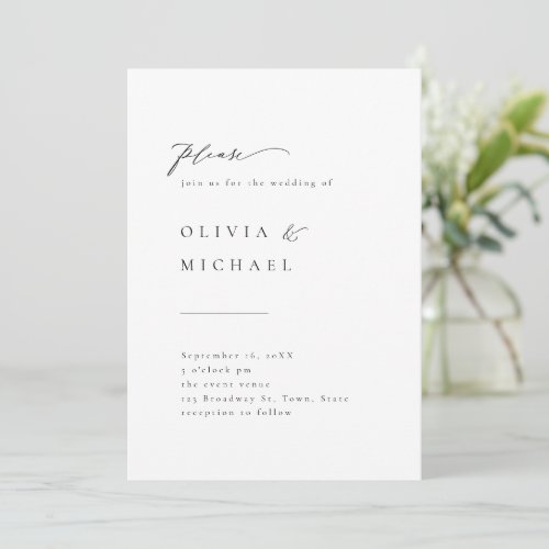 Simply Elegant Typography Modern Wedding Invitatio Invitation