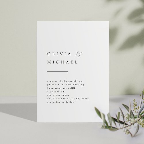 Simply Elegant Typography Modern Wedding Invitation