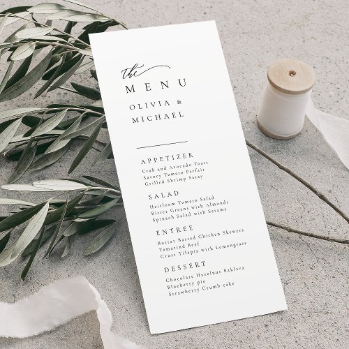 Simply Elegant Typography Modern Wedding Menu