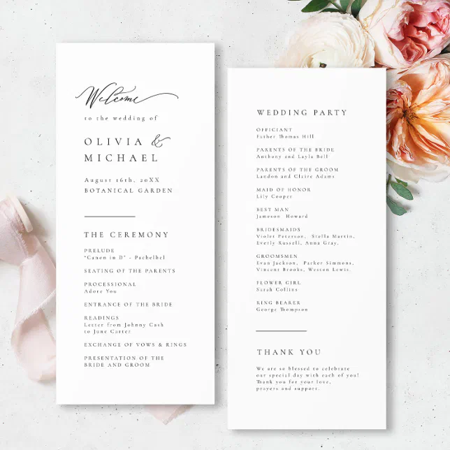 Simply Elegant Typography Modern Wedding Program | Zazzle