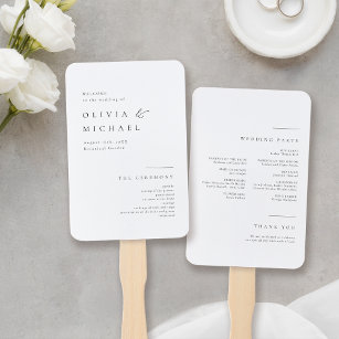 Simply Elegant Typography Modern Wedding Program Hand Fan