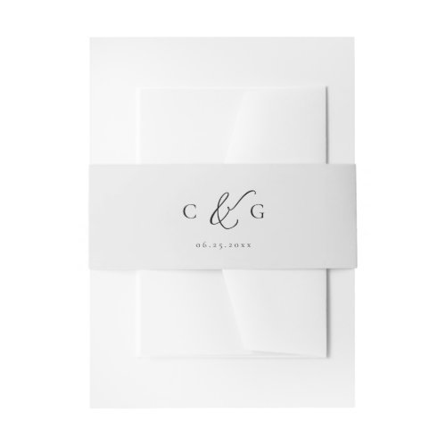 Simply Elegant Typography Monogram Modern Wedding  Invitation Belly Band