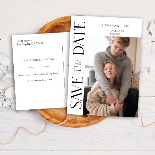Simply Elegant Typography Photo Save the Date Announcement Postcard