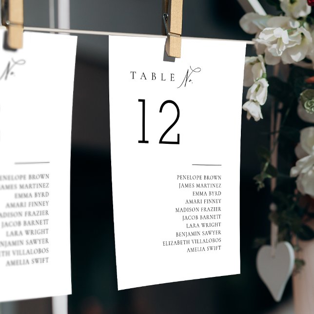 Simply Elegant Typography Table Seating Chart Invitation (Simply Elegant Typography Table Seating Chart)