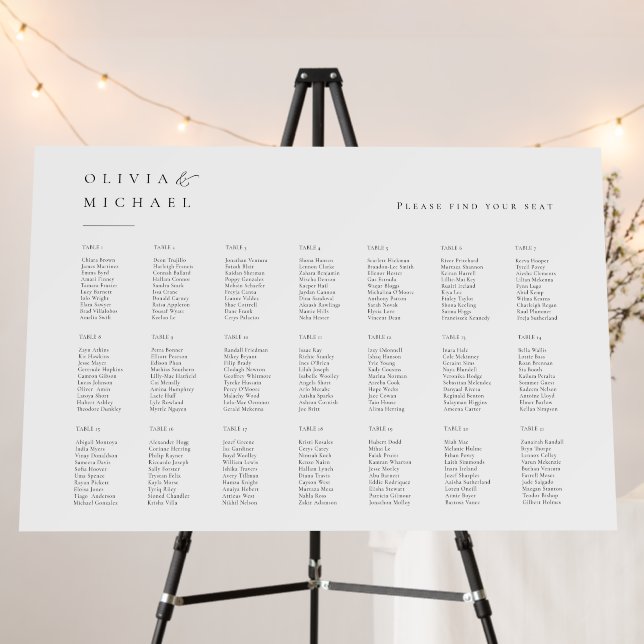 Simply Elegant Typography Wedding Seating Chart Foam Board (In Situ (Stand))