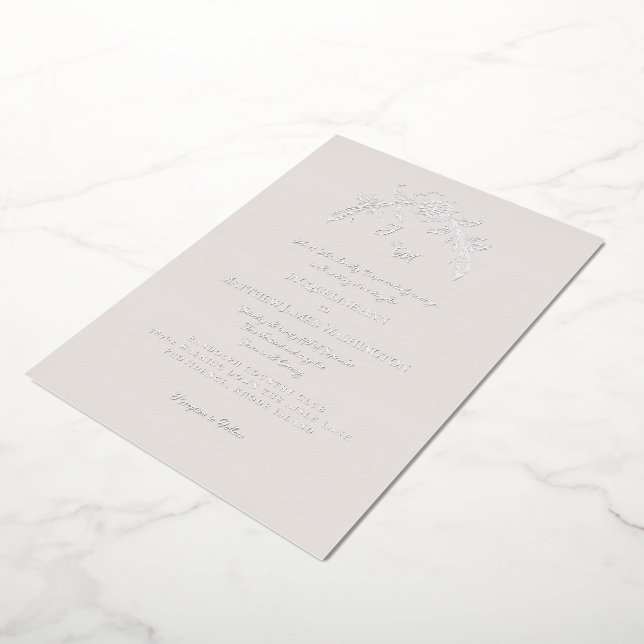 Simply Elegant Vintage Silver Foil Invitation (Rotated)