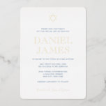 Simply Elegant w/Text on Back Bar Mitzvah Gold Foil Invitation<br><div class="desc">This elegant design uses real foil to make it special! Customize using the template form.  All colors and fonts can be changed using the advanced editing menus.</div>